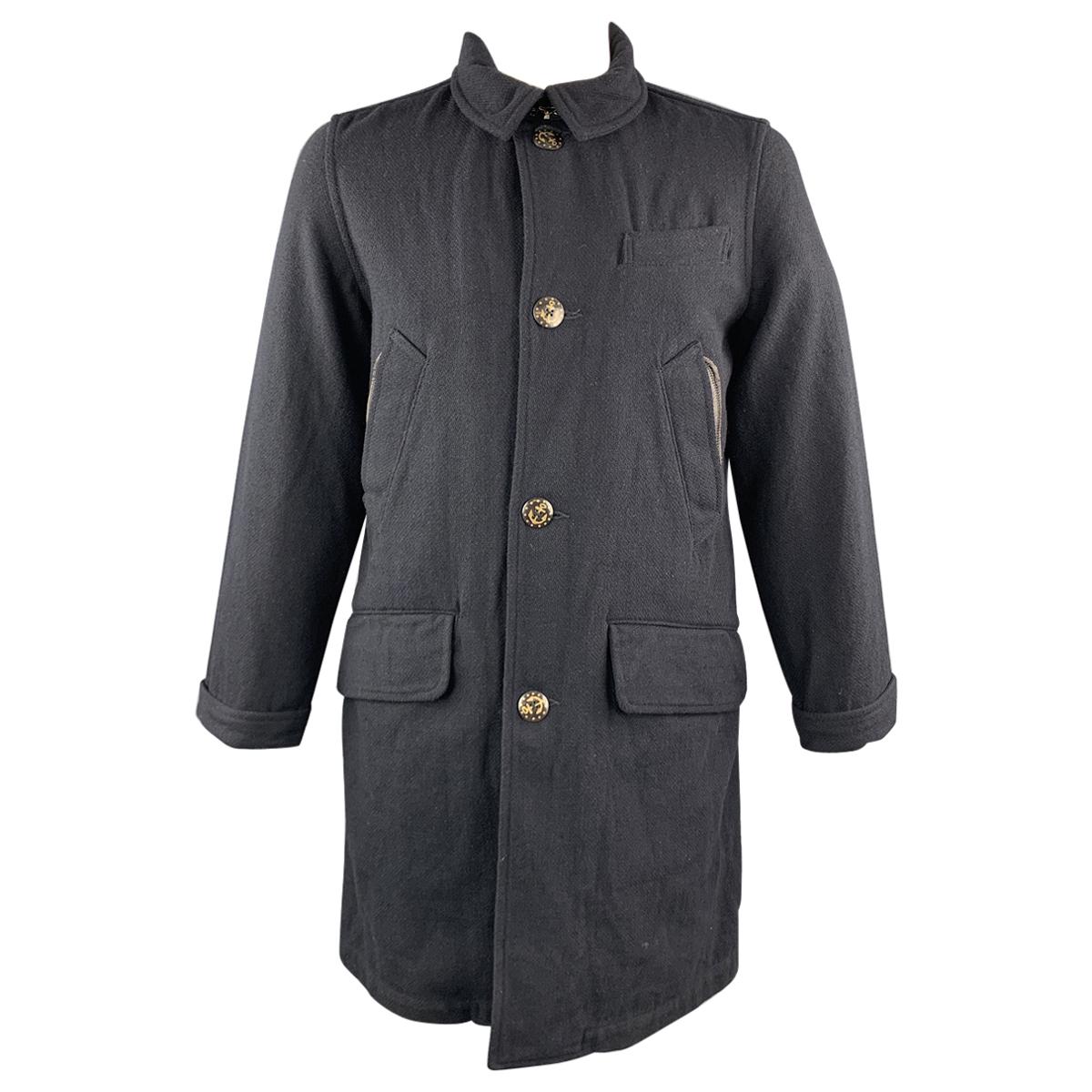 KAPITAL Chest Size XL Navy Solid Wool / Nylon Coat