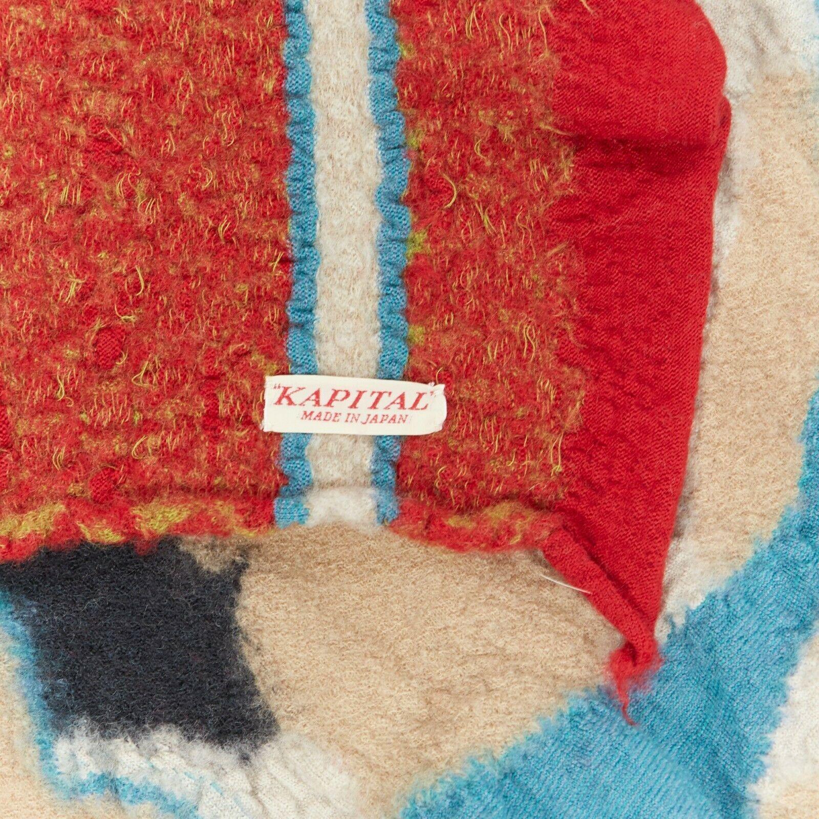 KAPITAL JAPAN multicolour milting compress wool calico cat pattern muffler scarf 3