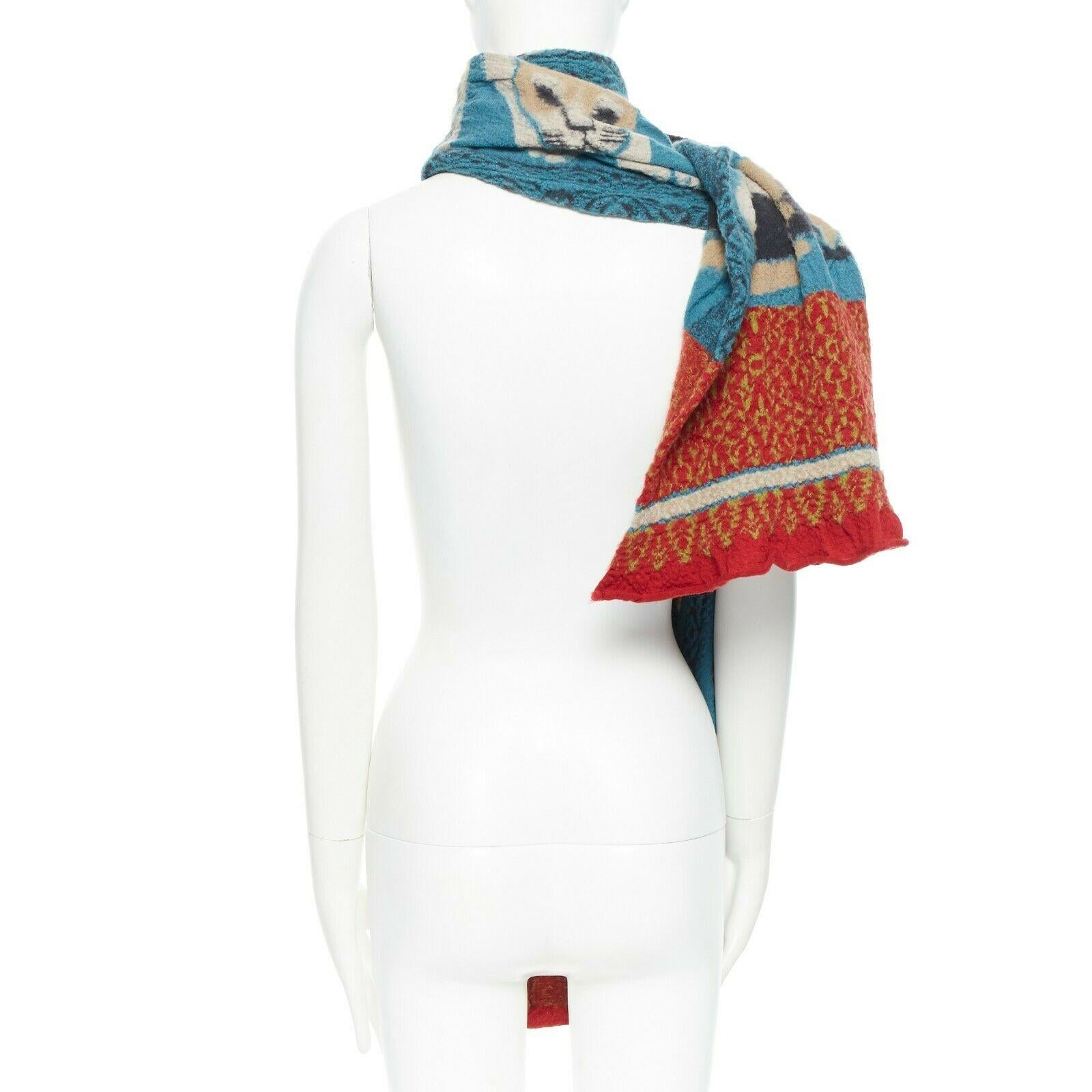 KAPITAL JAPAN multicolour milting compress wool calico cat pattern muffler scarf In Good Condition In Hong Kong, NT