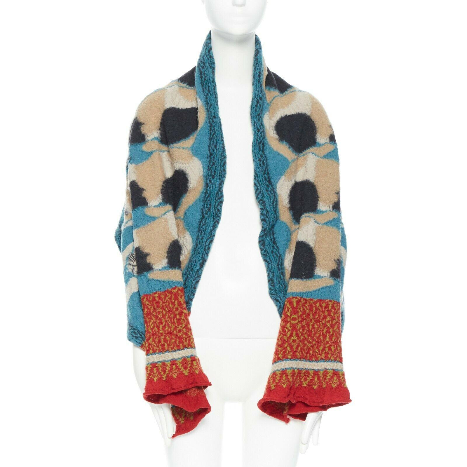 Women's KAPITAL JAPAN multicolour milting compress wool calico cat pattern muffler scarf