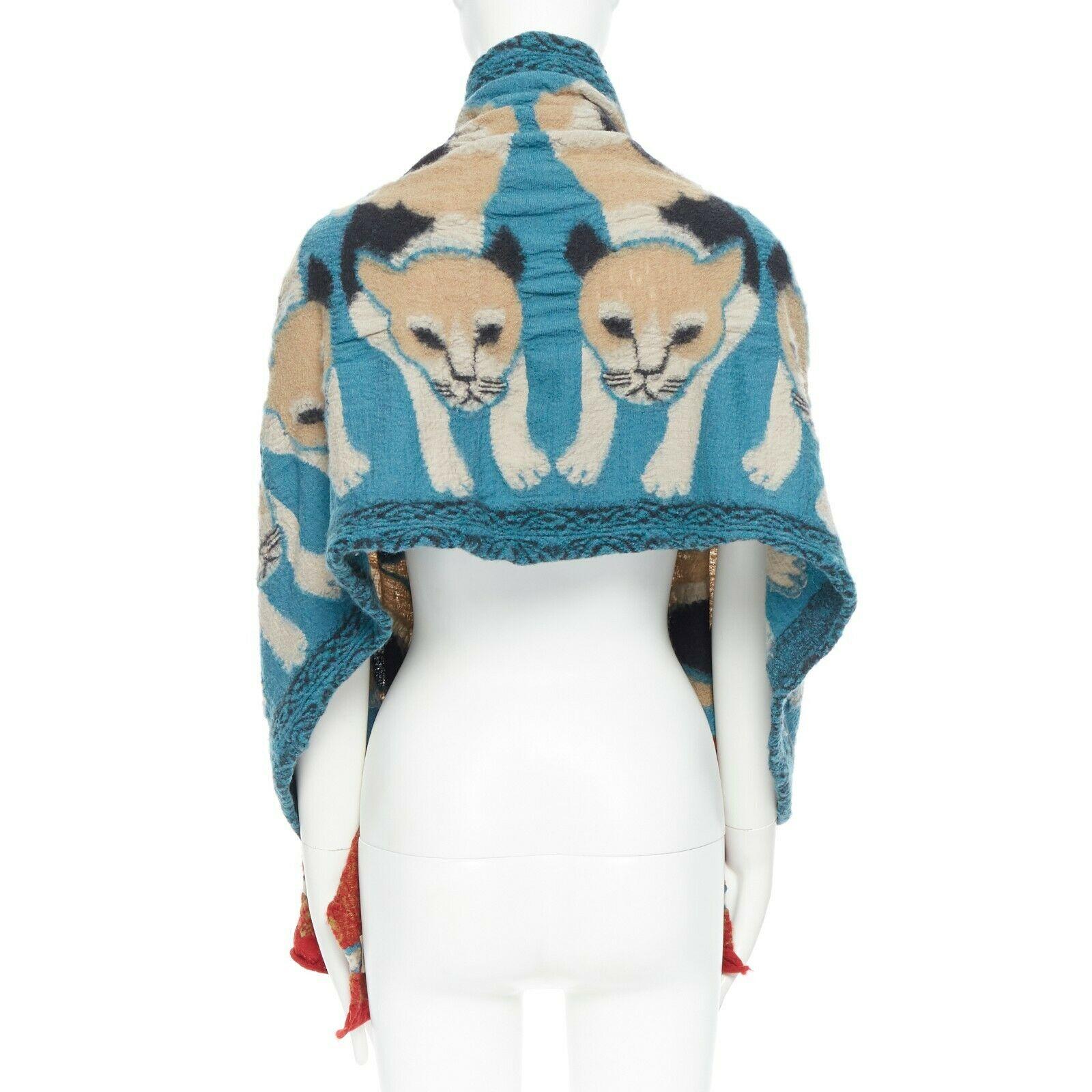 KAPITAL JAPAN multicolour milting compress wool calico cat pattern muffler scarf 1