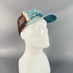 Kapital KOUNTRY Cappello Trucker a rete in denim blu beige patchwork per la riparazione del denim