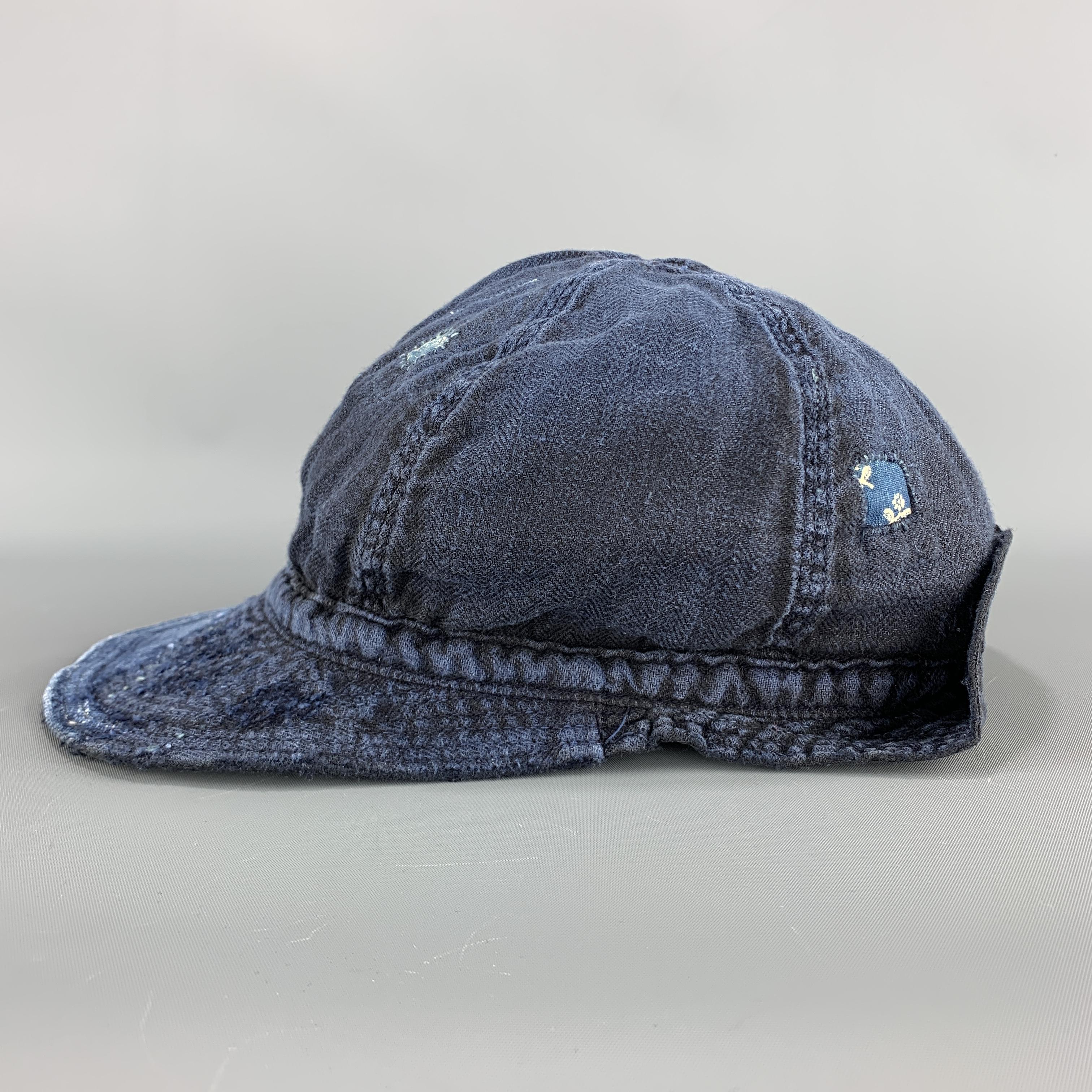 KAPITAL Patchwork Indigo Blue Patchwork Linen Hat In New Condition In San Francisco, CA