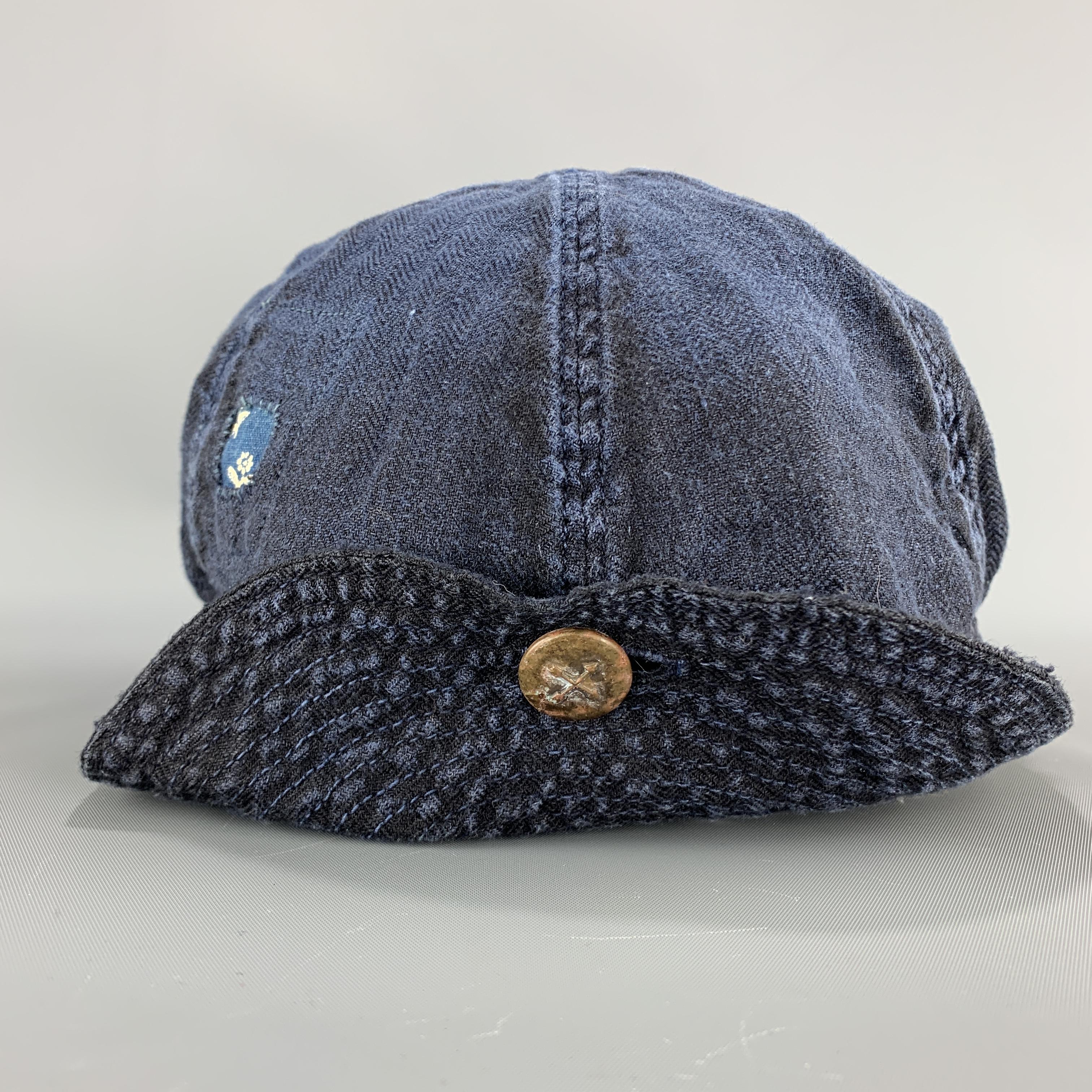 Men's KAPITAL Patchwork Indigo Blue Patchwork Linen Hat