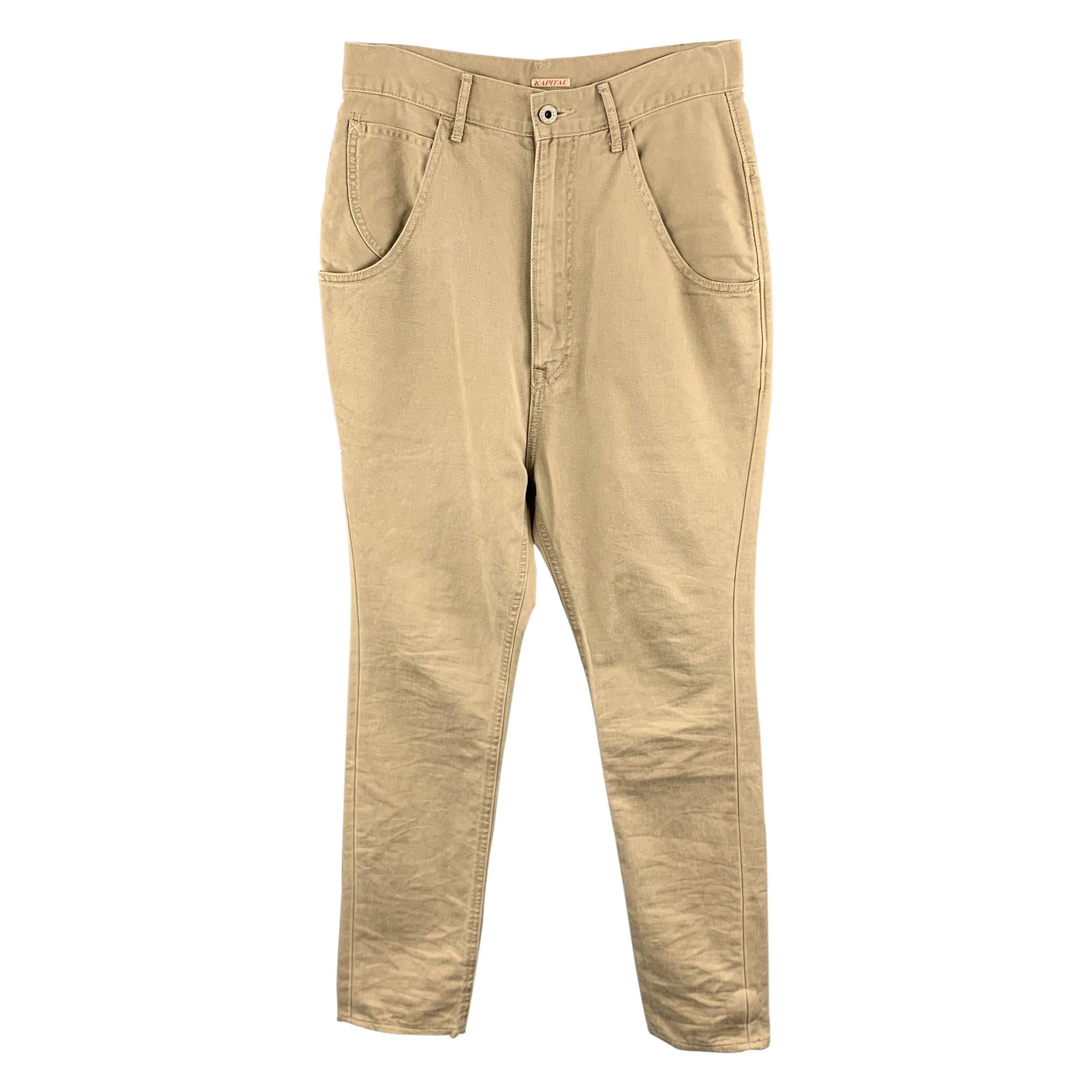 KAPITAL Size 30 x 30 Tan Cotton Back Belt Casual Pants