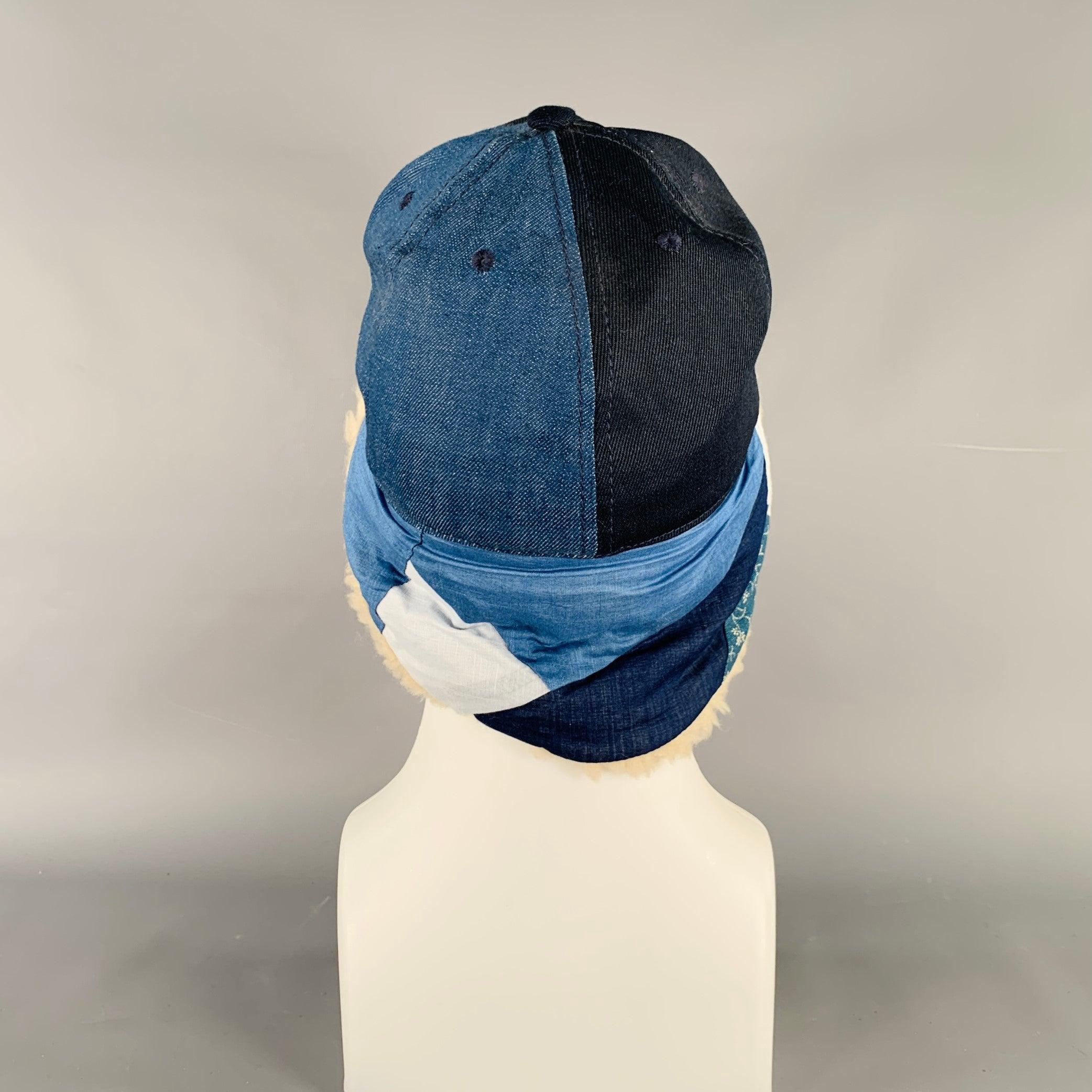 Gorro de algodón patchwork índigo índigo talla 7 1/2 en Bueno estado para la venta en San Francisco, CA