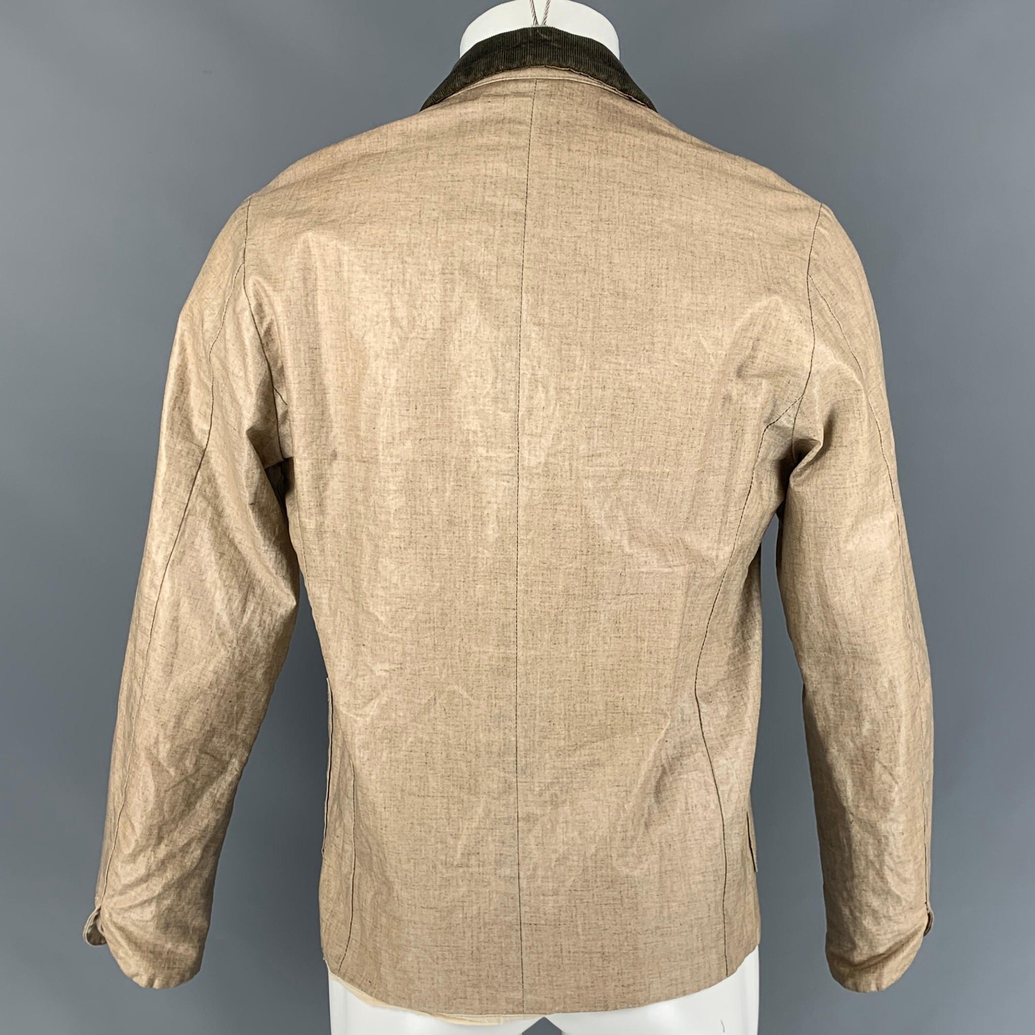 KAPITAL Size L Beige Coated Canvas Coat In Good Condition In San Francisco, CA