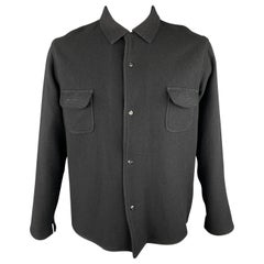 KAPITAL Taille L Veste chemise en laine noire à surpiqûres