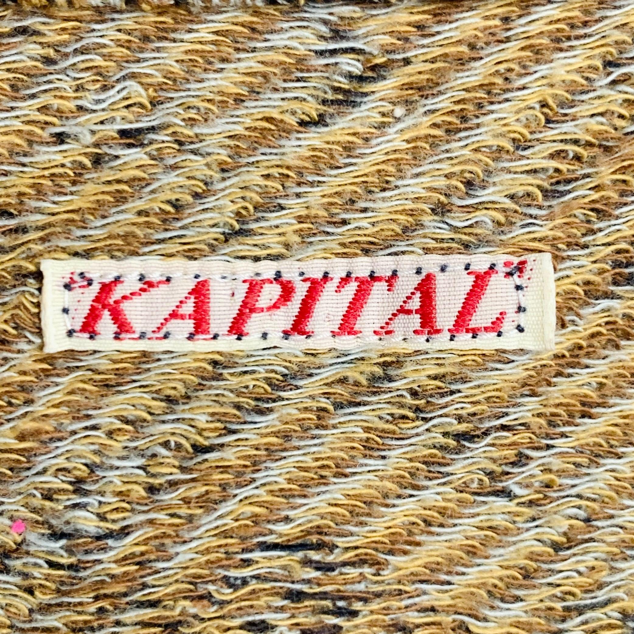 De los hombres KAPITAL Camiseta cuello redondo patchwork algodón mezcla azul marrón talla L en venta