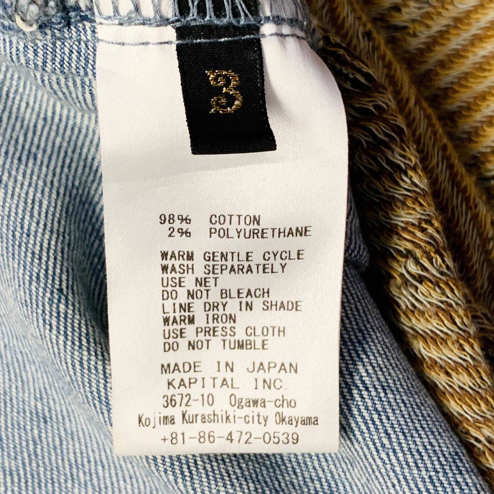KAPITAL Camiseta cuello redondo patchwork algodón mezcla azul marrón talla L en venta 1