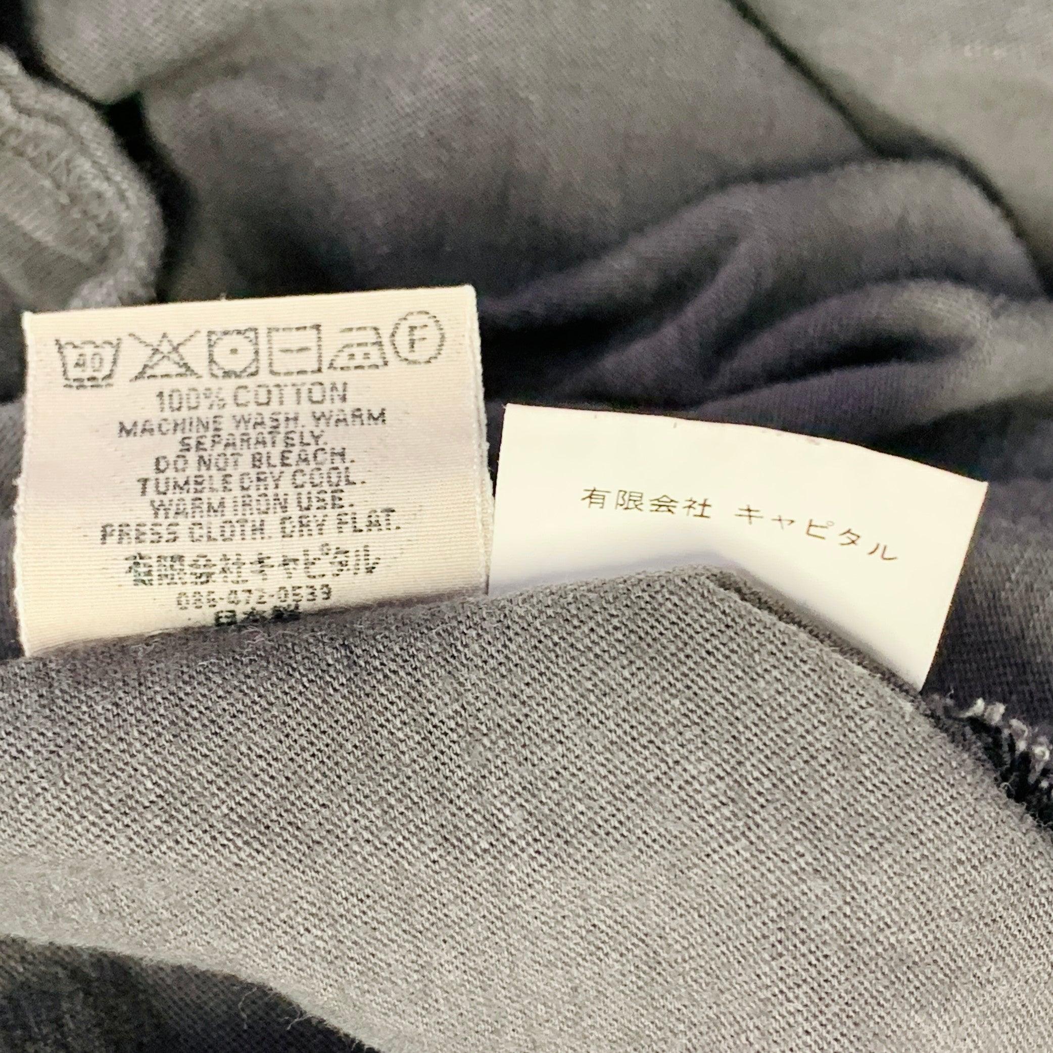 KAPITAL Talla L Gris Crema Estampado Bandana Algodón Un Bolsillo Camiseta oversize en venta 3