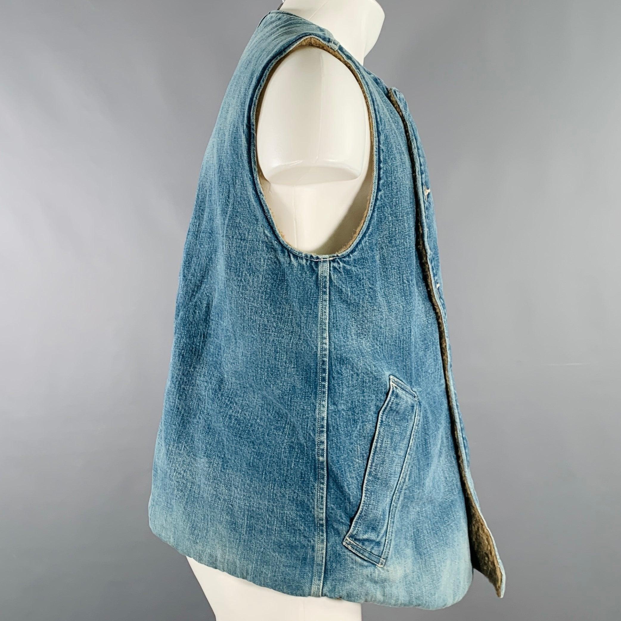 Blue KAPITAL Size L Indigo Wash Denim Asymmetrical Vest
