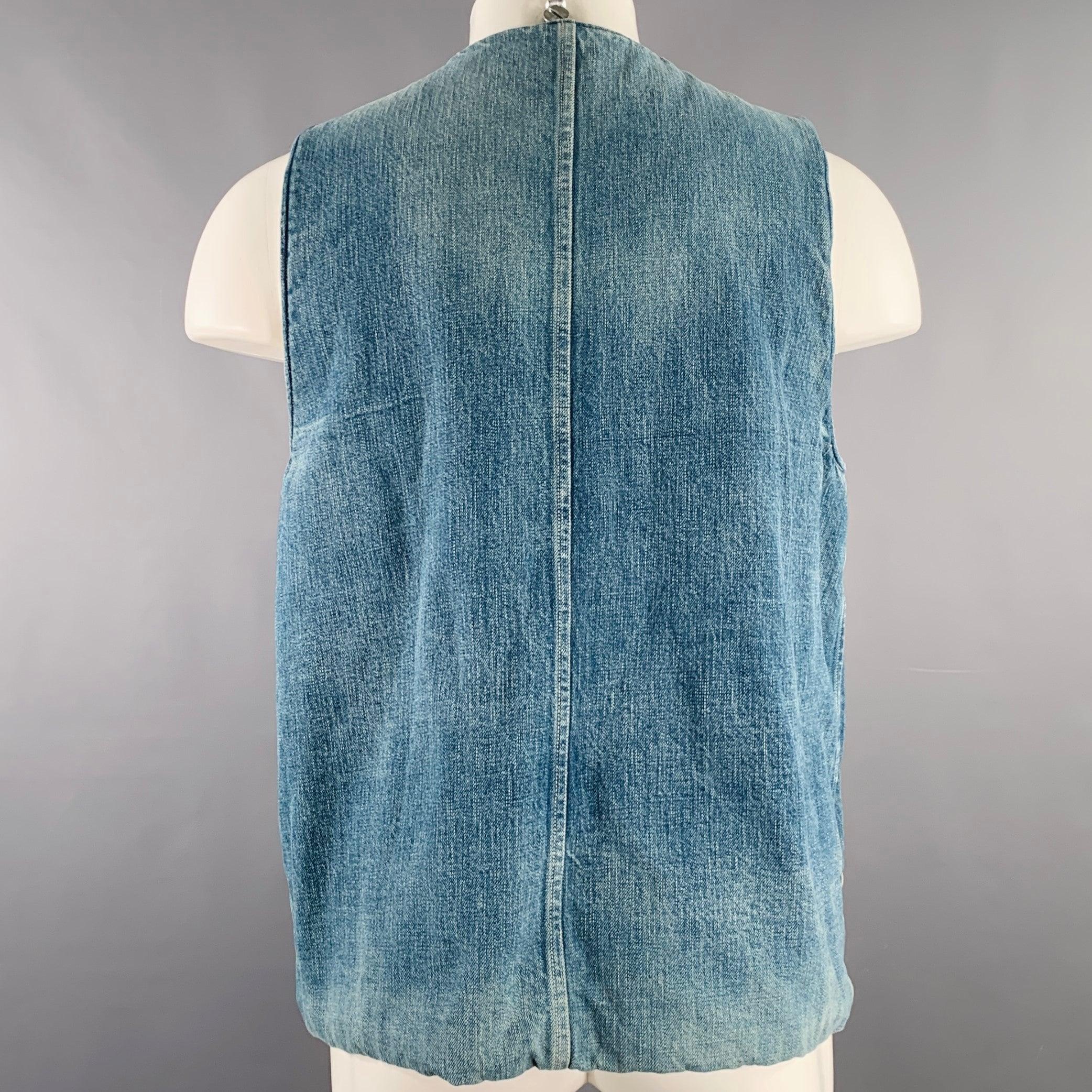 KAPITAL Size L Indigo Wash Denim Asymmetrical Vest In Excellent Condition In San Francisco, CA