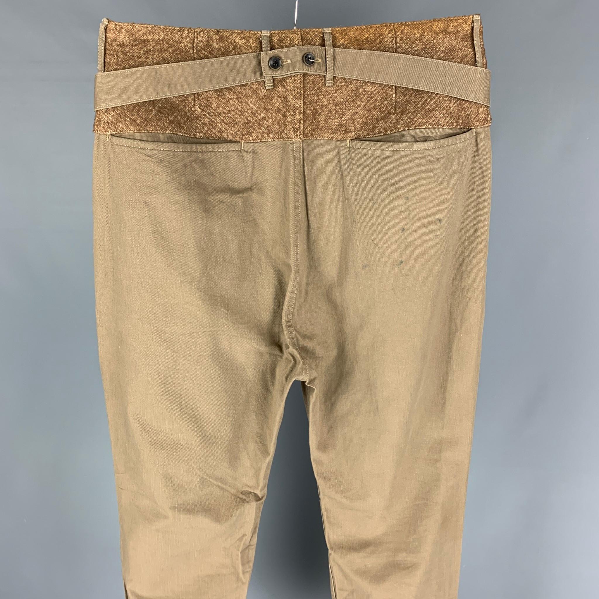 KAPITAL Size L Khaki Cotton High Waisted Casual Pants In Good Condition In San Francisco, CA