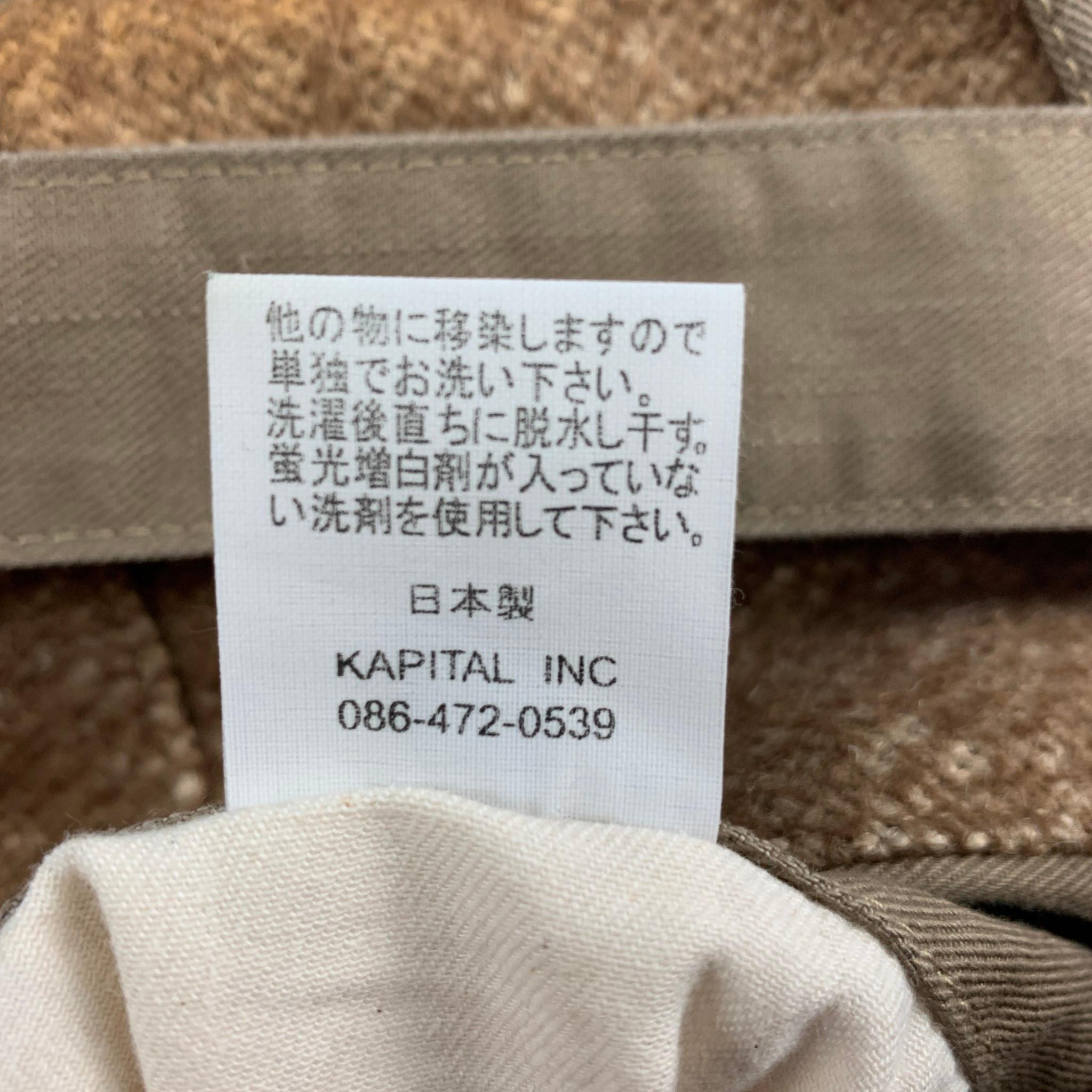 KAPITAL Size L Khaki Cotton High Waisted Casual Pants 1