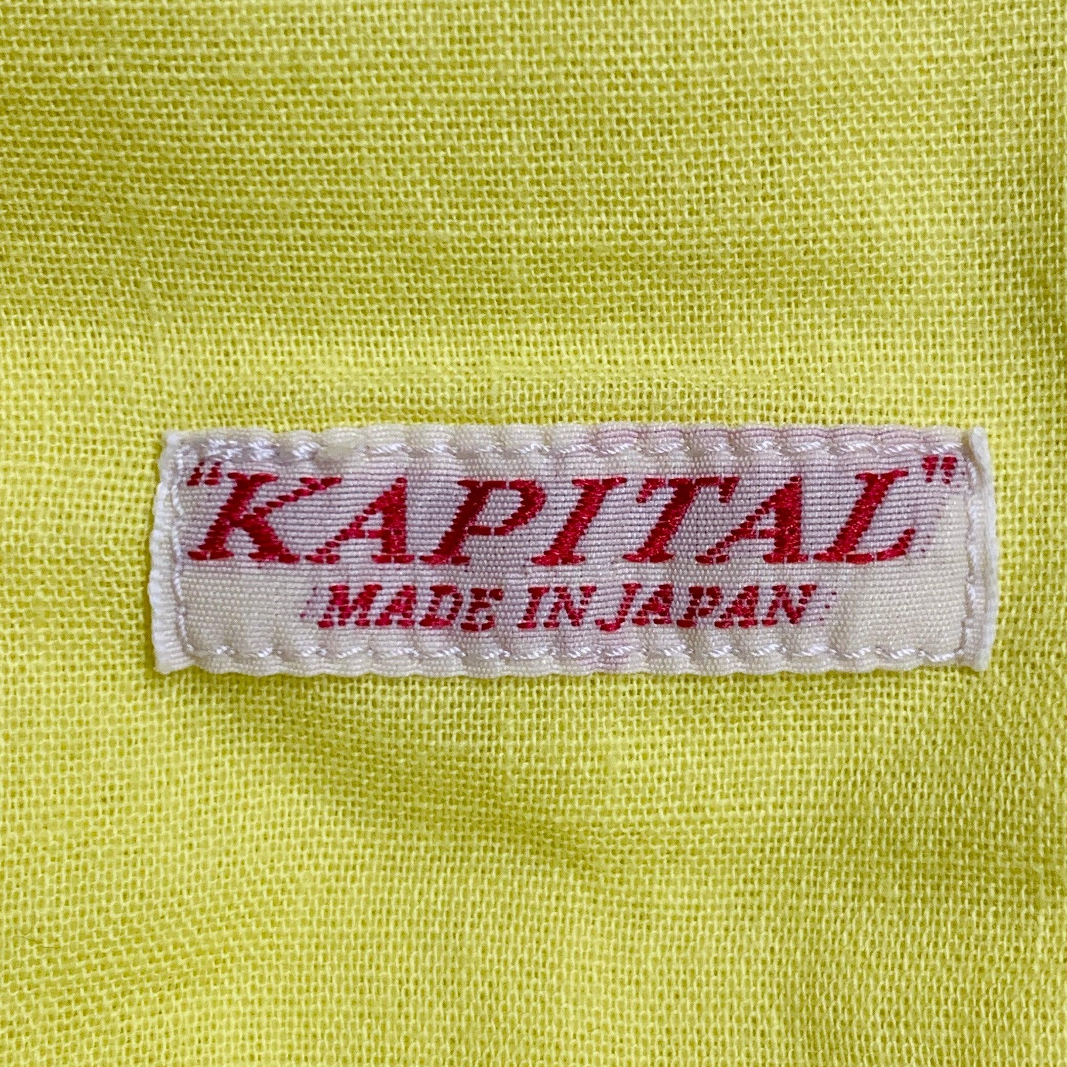KAPITAL Talla L Chaqueta Camisa Manga Larga Sobredimensionada Algodón Amarillo Dos Bolsillos en venta 1
