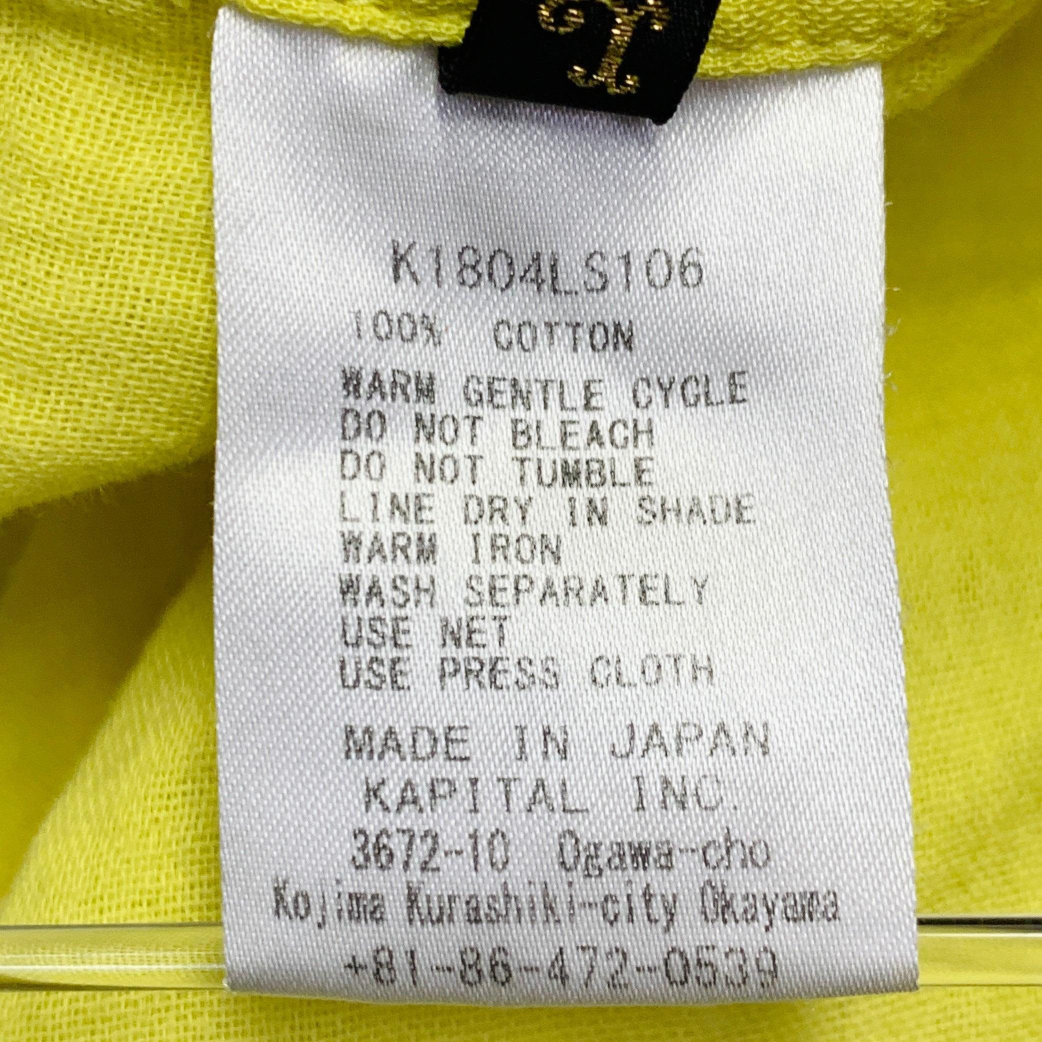 KAPITAL Talla L Chaqueta Camisa Manga Larga Sobredimensionada Algodón Amarillo Dos Bolsillos en venta 3