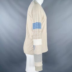 KAPITAL Size M Beige Blue Embroidery Cotton Crew Neck Pullover