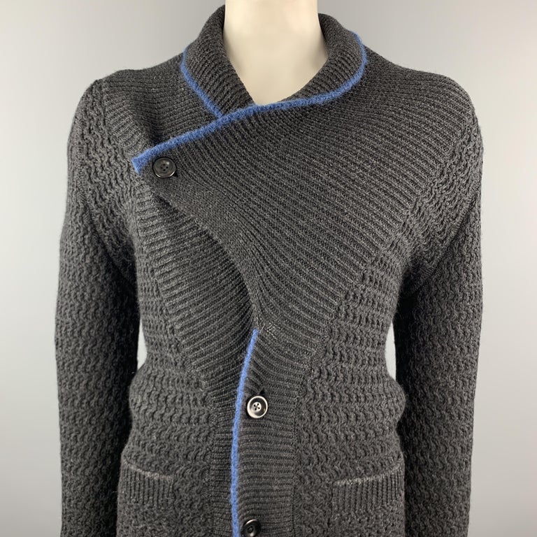 KAPITAL Size M Black Knitted Wool Shawl Collar Cardigan For Sale at 1stDibs