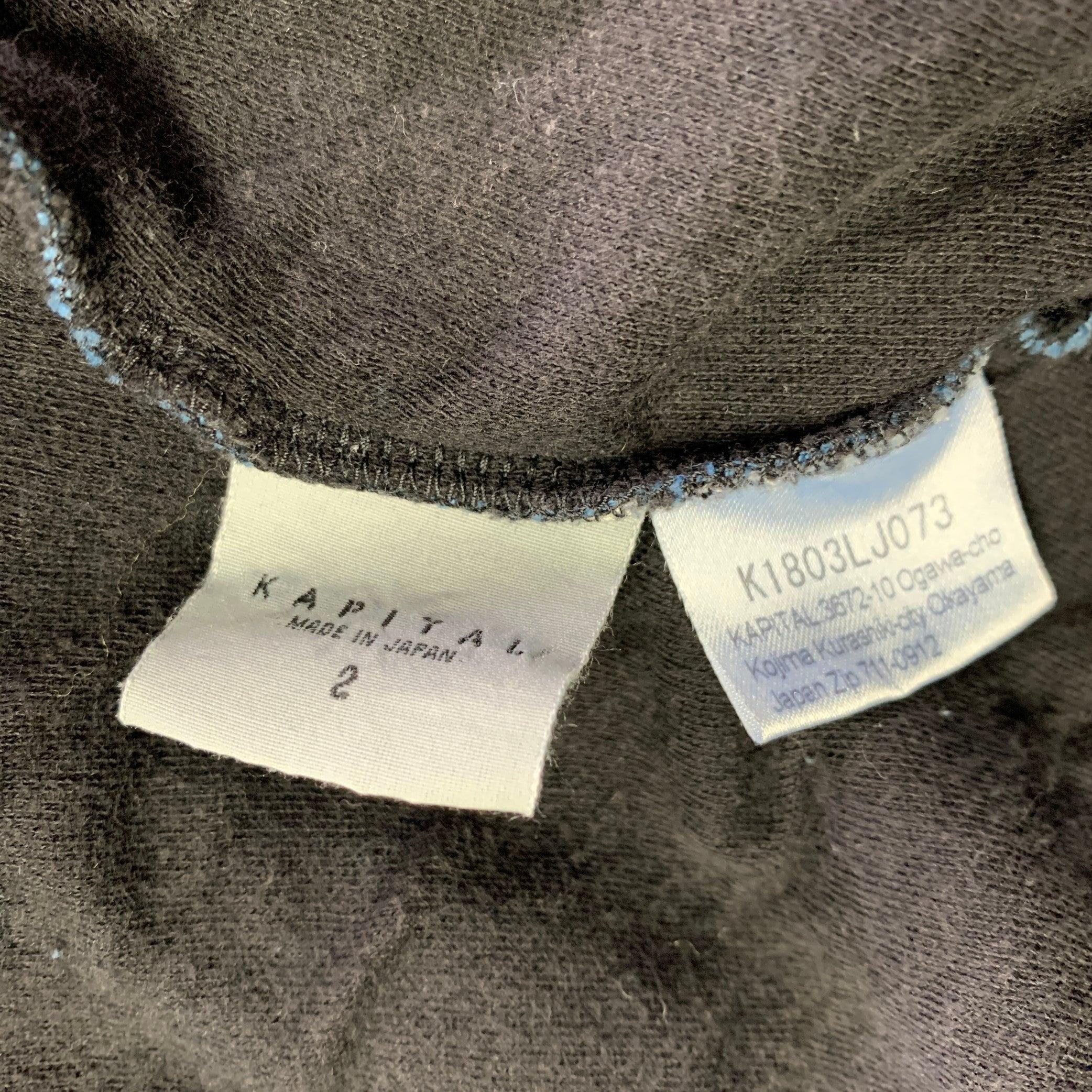 KAPITAL Size M Blue Black Triangle Cotton Two Pockets Jacket For Sale 2