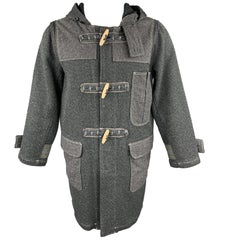 KAPITAL Size M Charcoal Woven Cotton Hooded Toggle Closure Coat