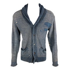 KAPITAL Size M Indigo Knitted Cotton Shawl Collar Jacket