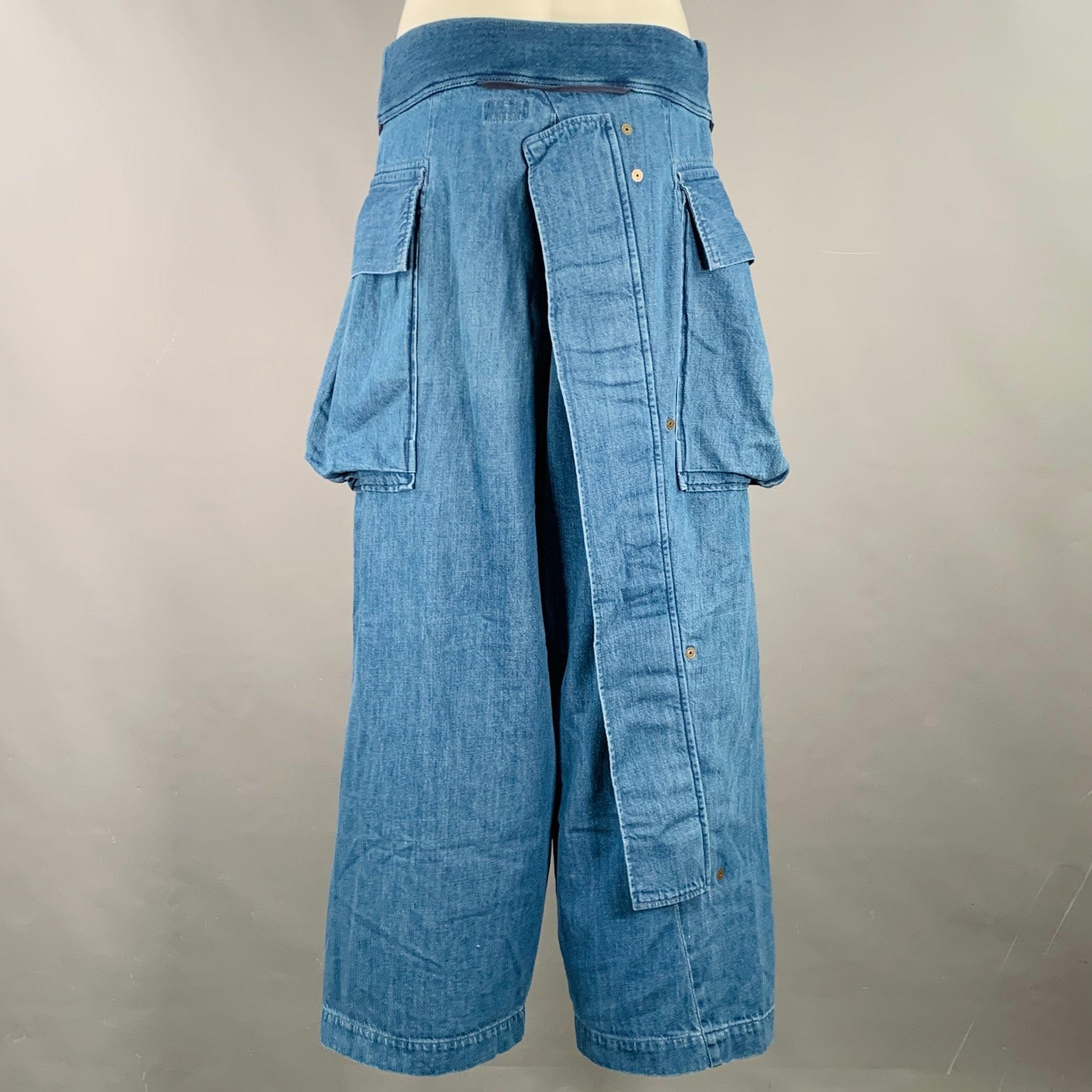 Blue KAPITAL Size M Indigo Wash Cotton Drawstring Waistband Casual Pants For Sale