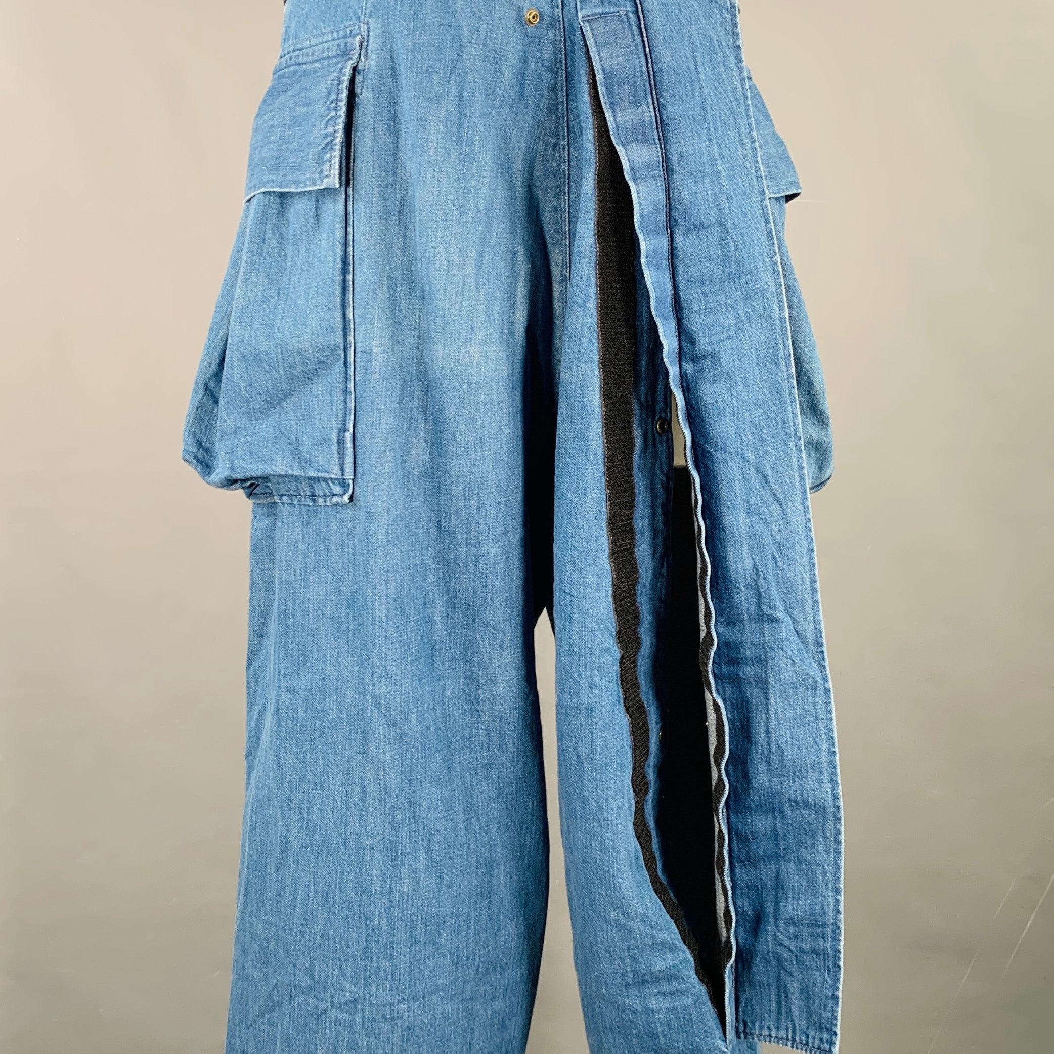KAPITAL Size M Indigo Wash Cotton Drawstring Waistband Casual Pants In Excellent Condition For Sale In San Francisco, CA