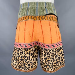 KAPITAL Size M Multi Color Mixed Patterns Cotton Blend Elastic Waistband Shorts