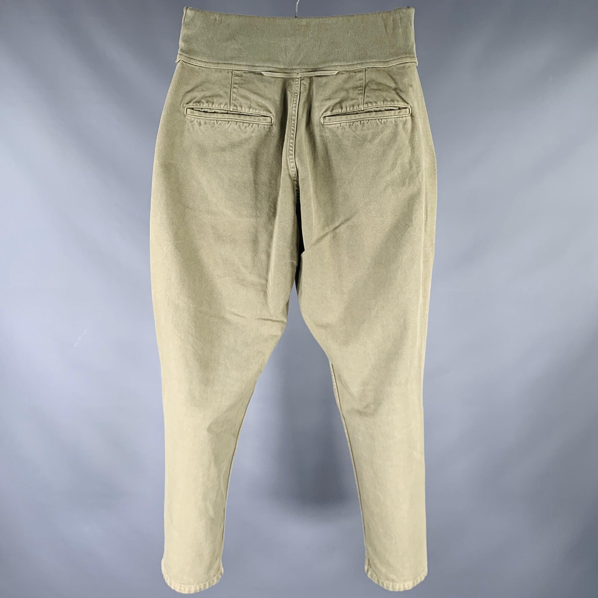 Beige KAPITAL Size M -Sarouel- Green Cotton Drop Crotch Casual Pants For Sale