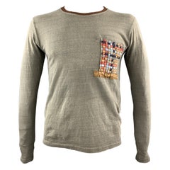 KAPITAL Size M Taupe Dyed Cotton Crew-Neck long sleeve t-shirt