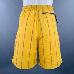 KAPITAL Short à rayures jaunes et orange, en coton et lin, taille M