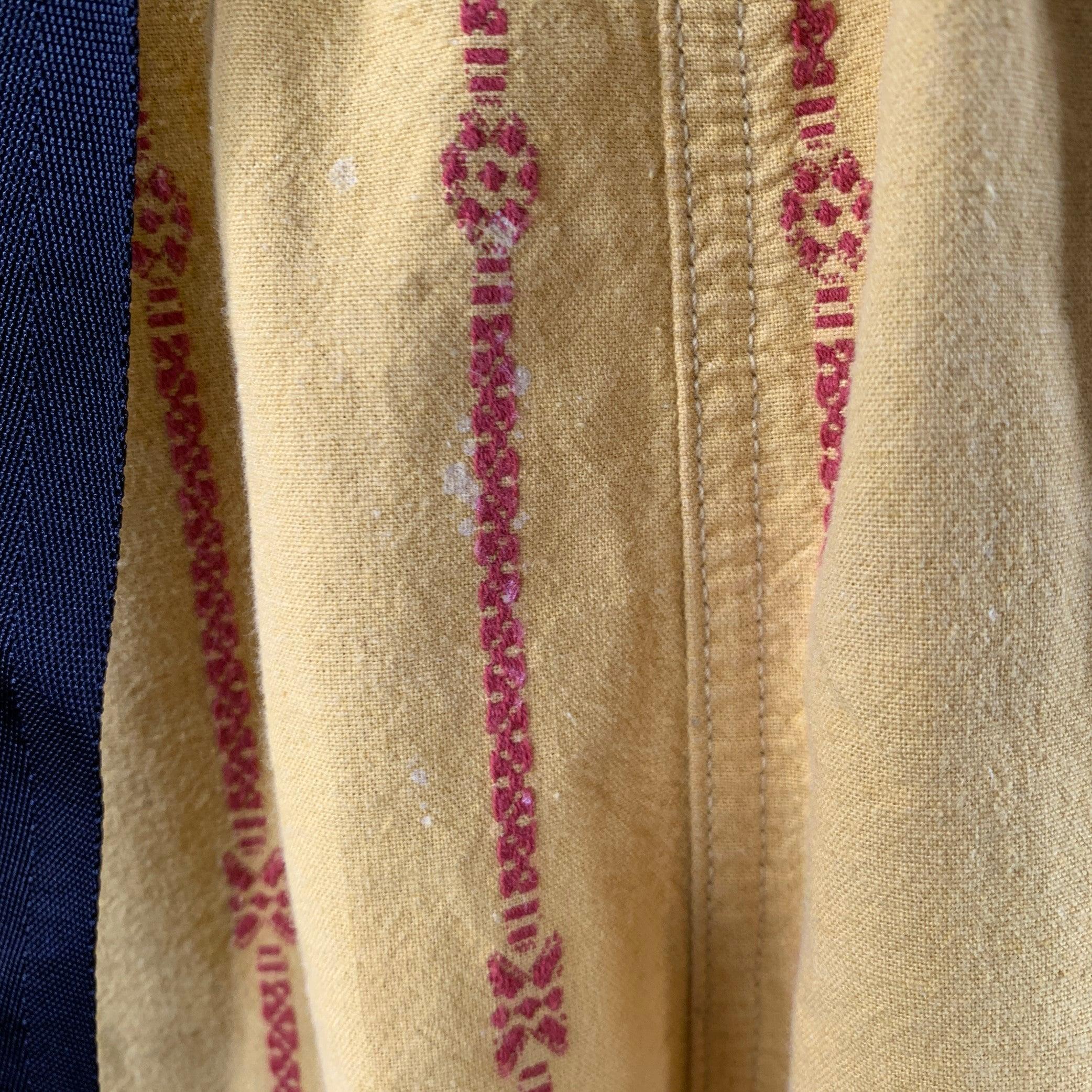 Men's KAPITAL Size M Yellow Orange Stripe Cotton Linen Drawstring Shorts For Sale