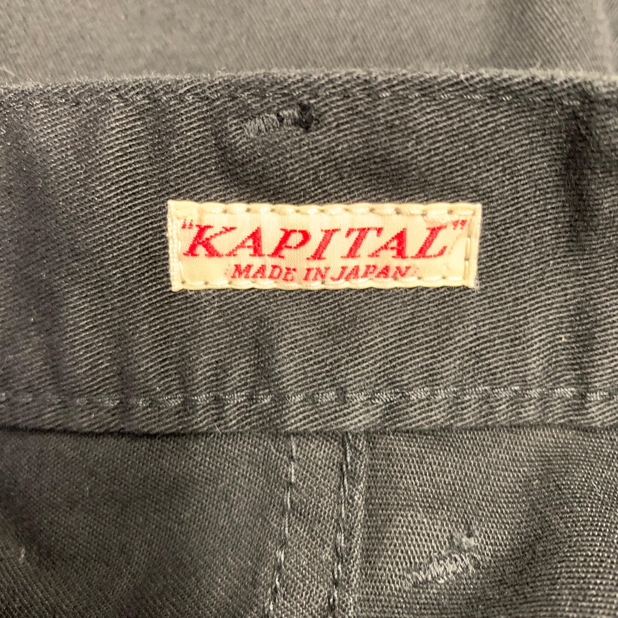 KAPITAL Size S Black Cotton Polyurethane Drop Crotch Casual Pants In Excellent Condition For Sale In San Francisco, CA