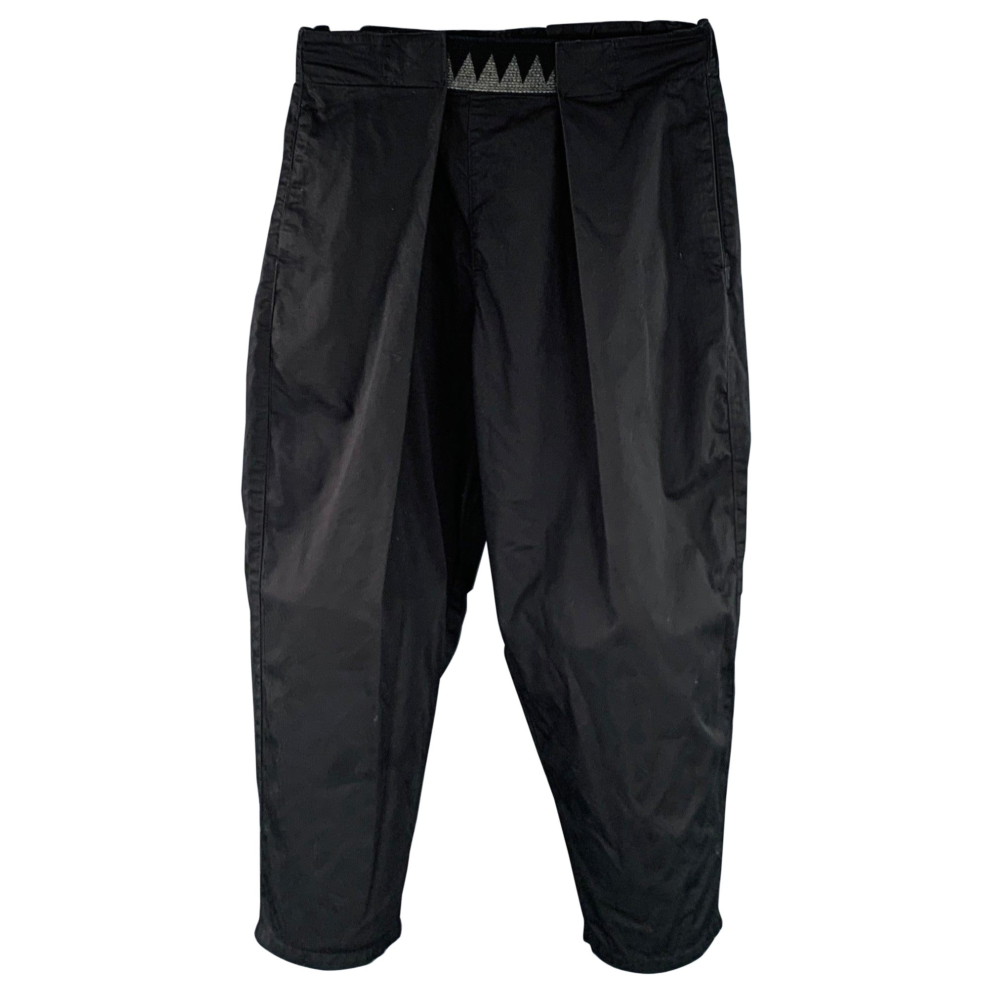 KAPITAL Size S -Easy Beach Go- Black Cotton Drop Crotch Casual Pants