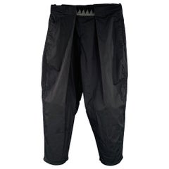 KAPITAL Taglia S -Easy Beach Go- Pantaloni casual in cotone nero con cavallo a goccia