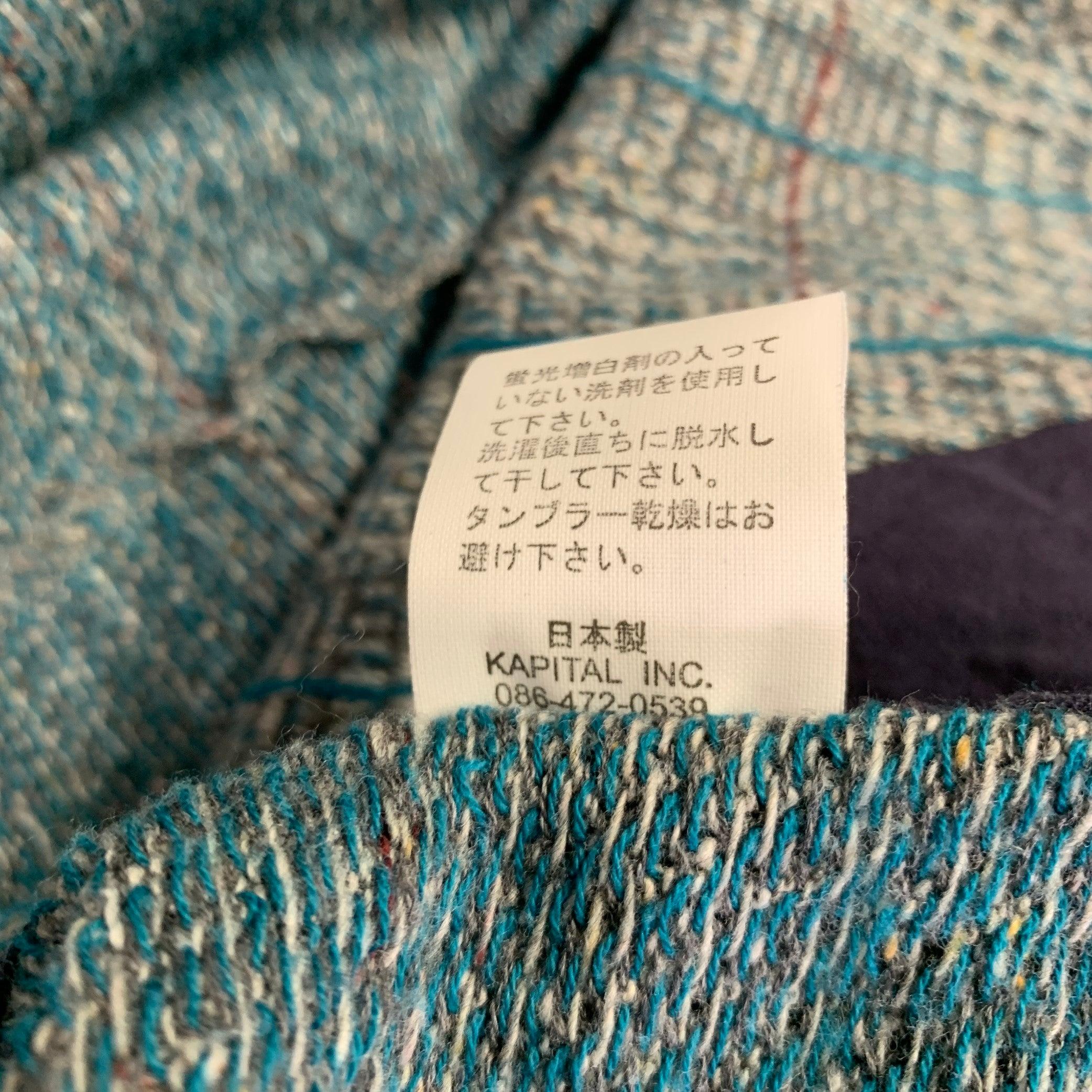KAPITAL Size S Grey Blue Plaid Cotton Blend Button Up Vest 3