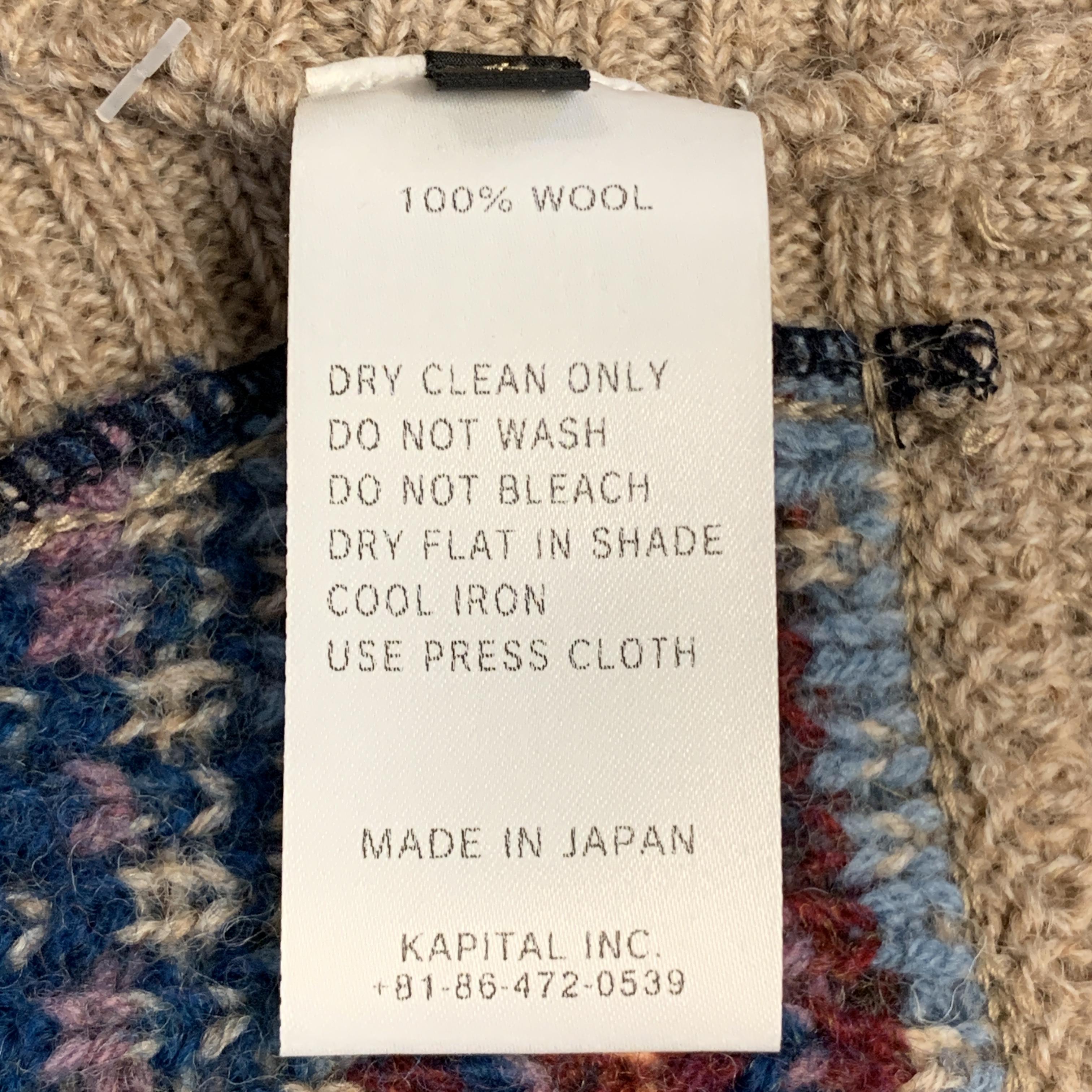 Black KAPITAL Size S Multi-Color Fairisle Wool Crew-Neck Sweater Vest