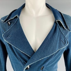 KAPITAL Size S Navy Linen Blend Double Breasted Jacket