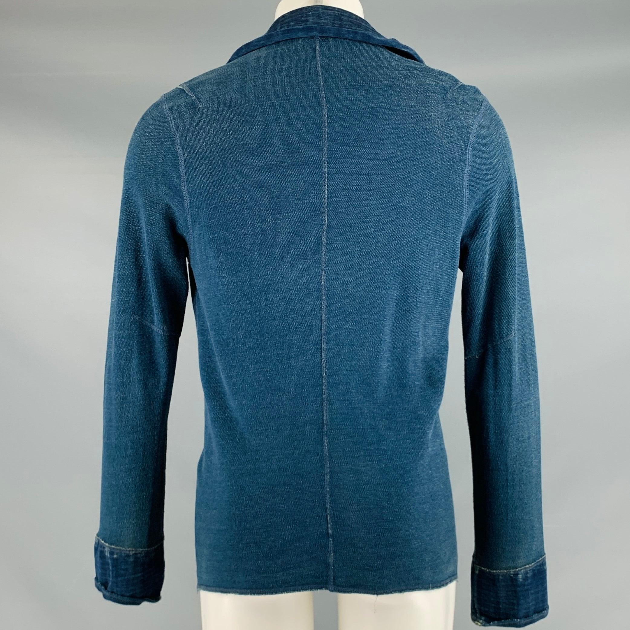 KAPITAL Size S Navy Linen Blend Double Breasted Jacket In Good Condition In San Francisco, CA