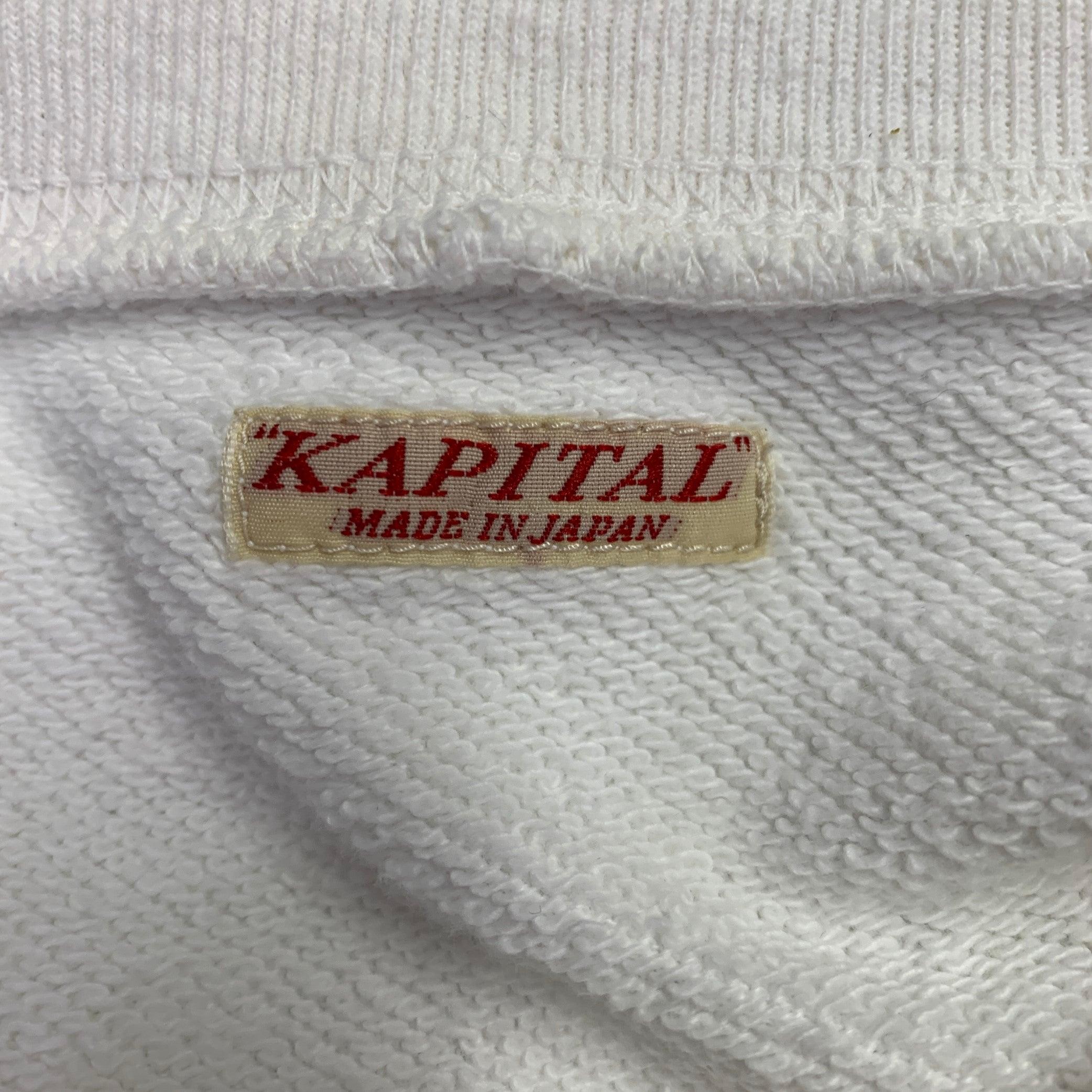 Uomo Kapital taglia S White Yellow Cartoon Cotton Crew Neck Felpa in vendita