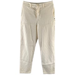 KAPITAL Size XL Cream Diamond Cotton Button Fly Casual Pants