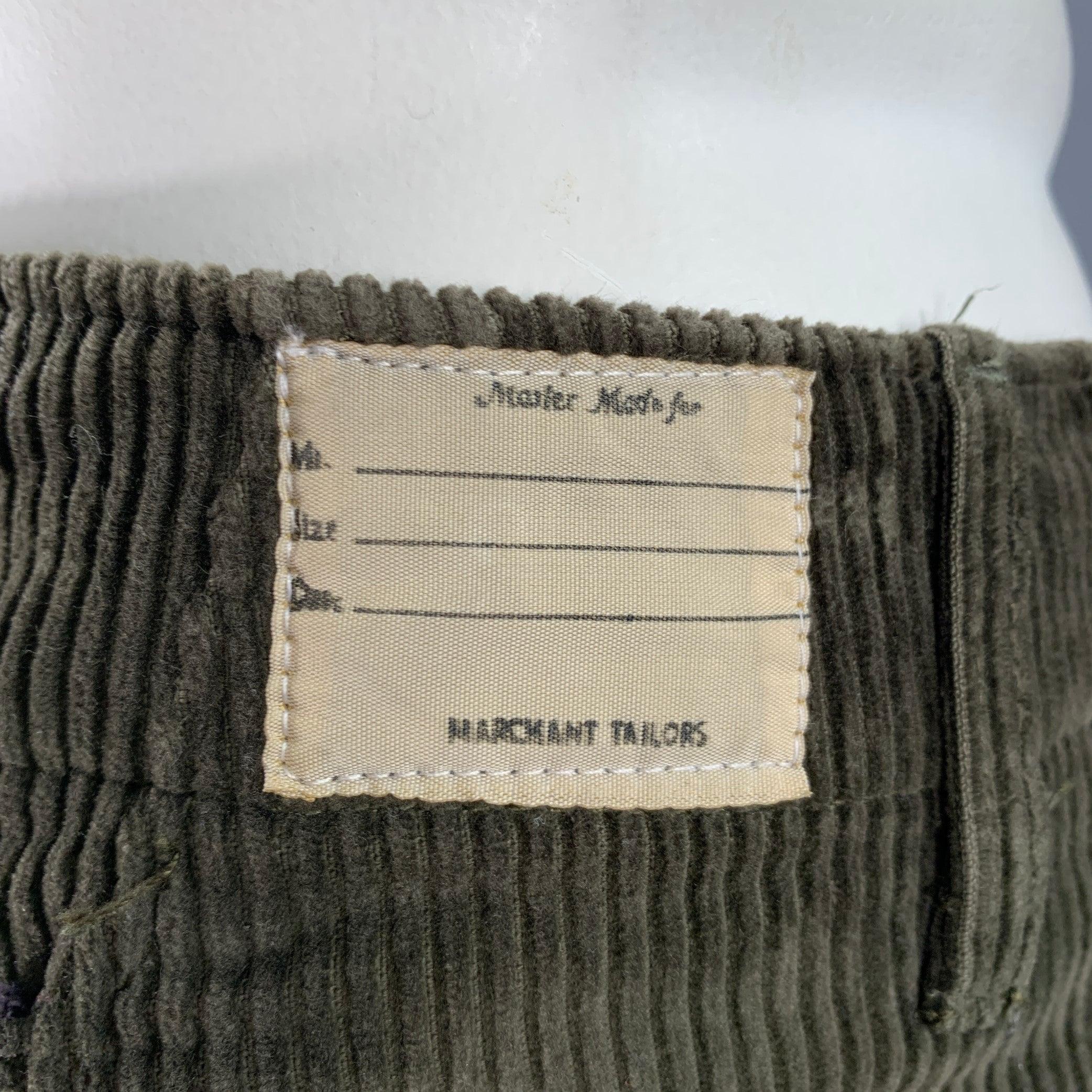 KAPITAL Talla XL Pantalones de vestir de pana de algodón verde oliva con botones y bragueta en Excelente estado para la venta en San Francisco, CA