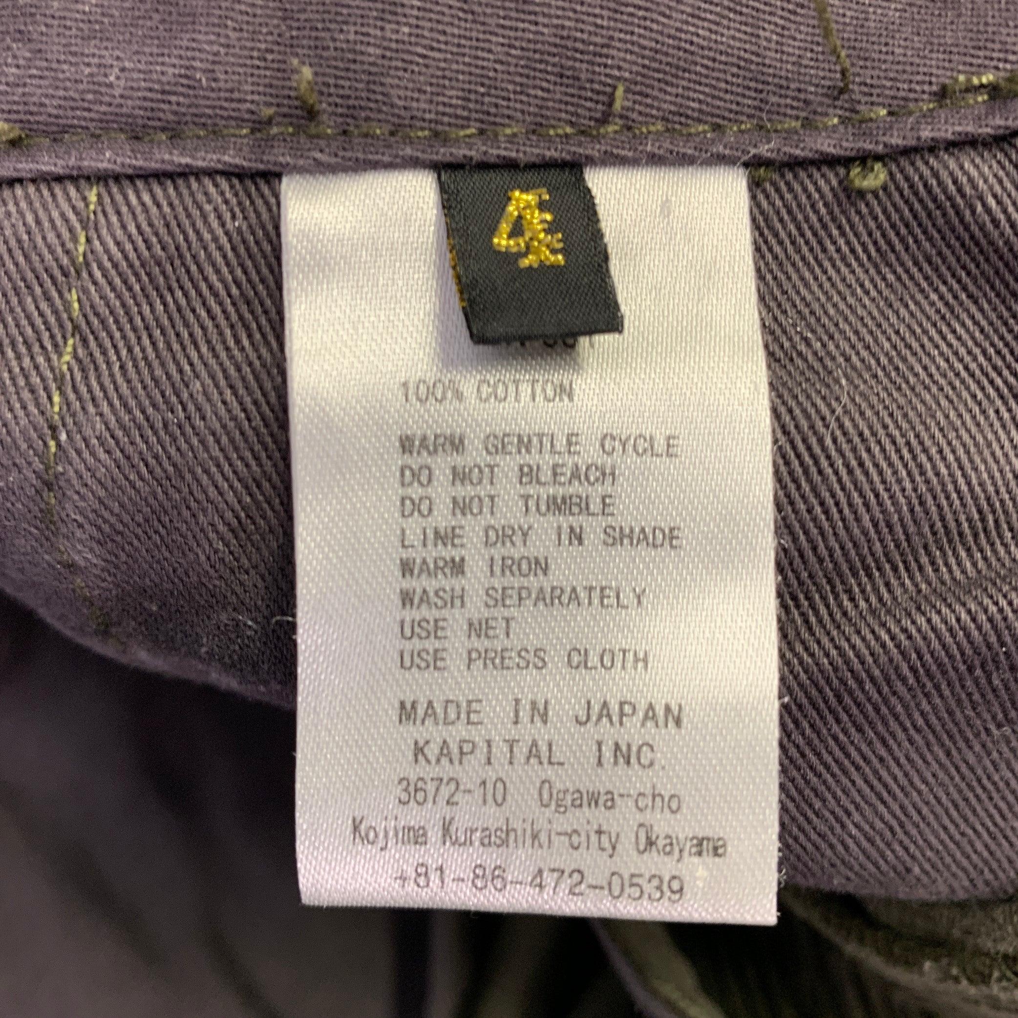 De los hombres KAPITAL Talla XL Pantalones de vestir de pana de algodón verde oliva con botones y bragueta en venta