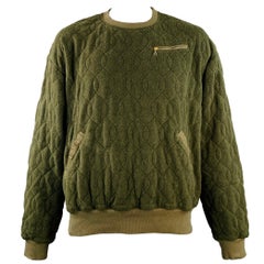 Kapital Taglia XL Felpa girocollo trapuntata in misto cotone verde oliva Kapital Taglia XL Felpa girocollo trapuntata in misto cotone verde oliva