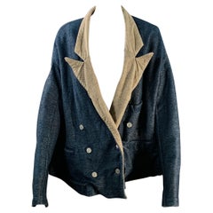 Kapital Taglia XS Indigo Tan Giacca in twill di cotone doppio petto con risvolto a punta Kapital Taglia XS Indigo Tan Giacca in twill di cotone doppio petto con risvolto a punta