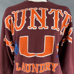 KAPITAL Size XXL Brown Multi-Color Graphic Cotton Oversized Sweatshirt