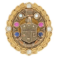 Vintage Kappa Alpha Psi Life Membership Badge and Enhancer 10k Gold Fraternity Gemstones