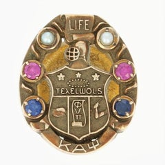 Kappa Alpha Psi Life Membership Badge and Enhancer 10k Gold Fraternity Gemstones