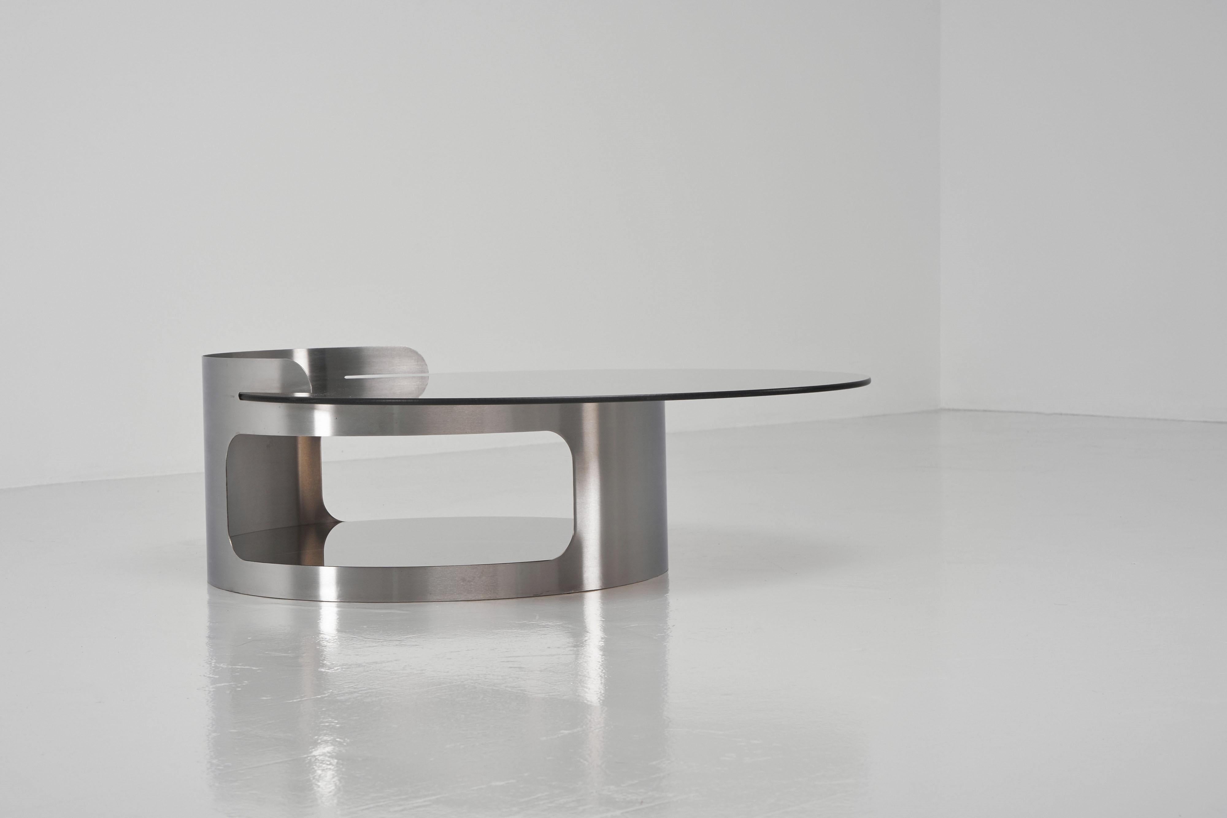 Kappa Coffee Table in Steel and Glass, France, 1970 3
